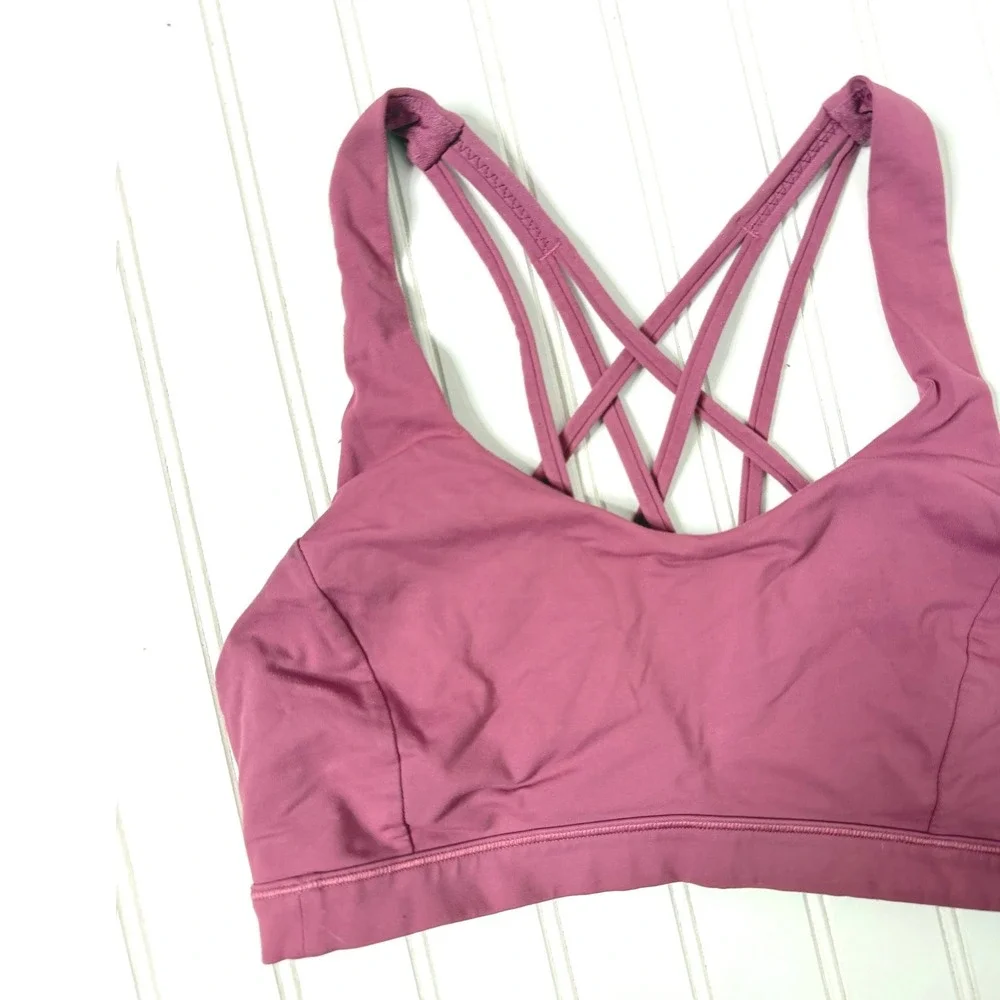Lululemon Free To Be Serene Bra Deep Luxe Pink Strappy Back Size 6 - Picture 6 of 6